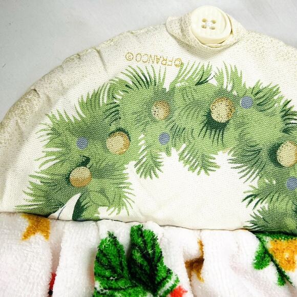 Vtg Handmade Christmas Santa Holiday Kitchen Hanging Towels Button Hotpad Tops - Picture 3 of 3